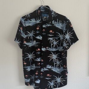 Black Flamingo Print Men's Casual Shirt(worn once)